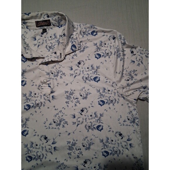 Rafter C Other - Rafter C Cowboy Men's M/L Western Floral Short Sleeve Pearl Snap Shirt Blue